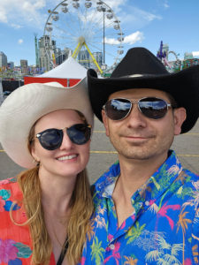 Introduction of the husband and wife team. Joelle & Pete Belishaku at the Calgary Stampede